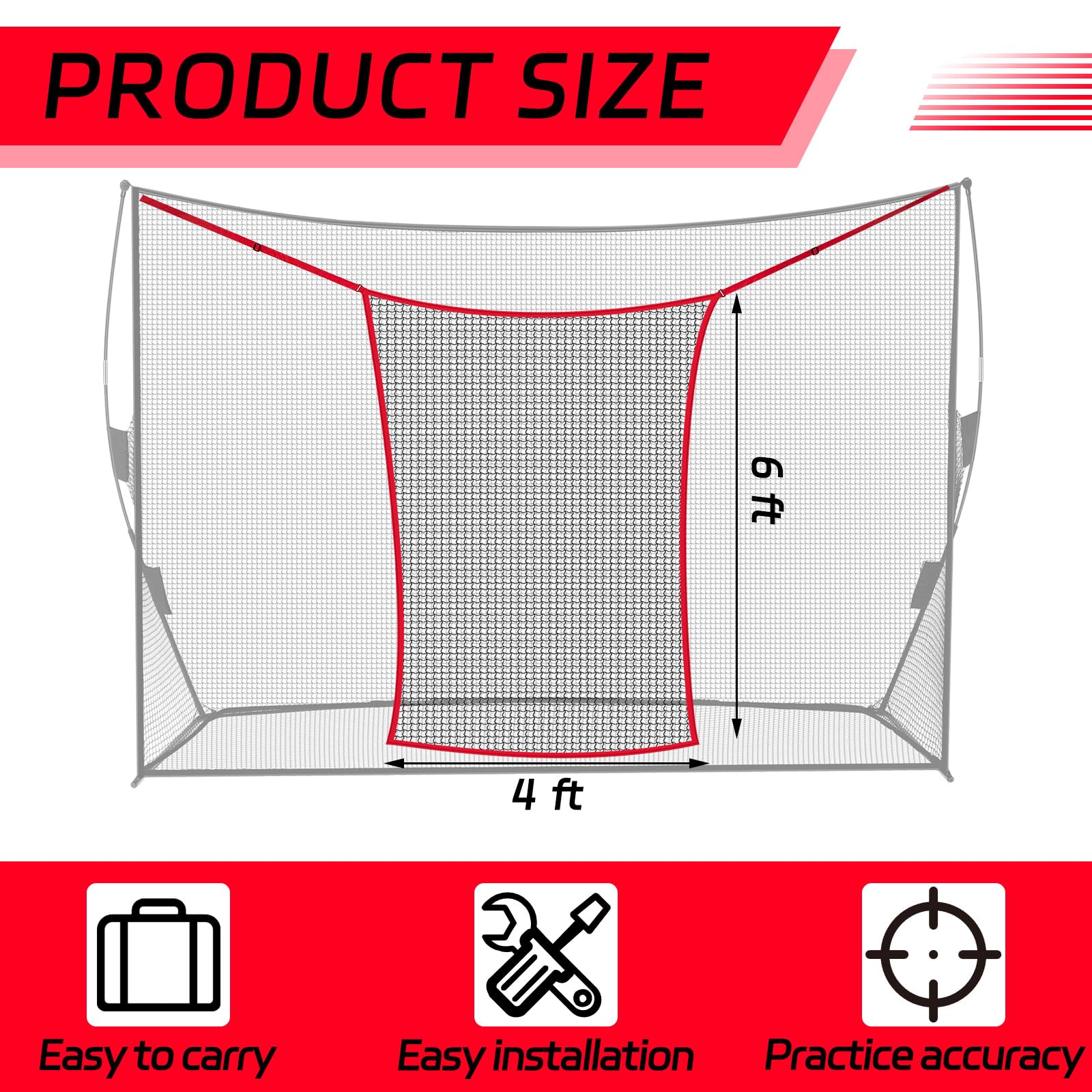 Simgoing Golf Practice Net Extender Attachment for 7 ft or 10 ft Golf Baseball Softball Nets High Impact Chipping Hitting Target Net Extension to Protect Your Sports(4 x 6 ft)
