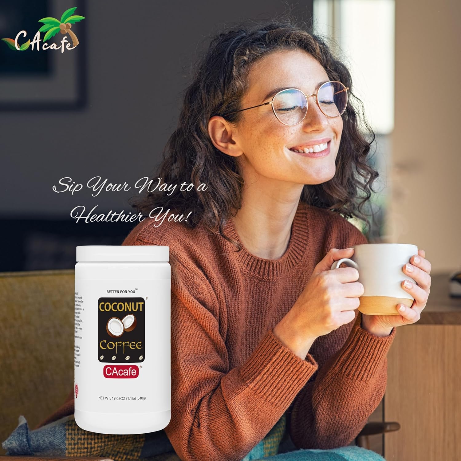 CAcafe Coconut Coffee, Coconut Infused Colombian Coffee, Creamy Drink Mix, Make Iced or Hot, Packed with Antioxidants, Natural Energy, and Stress Relief | 6 Pack