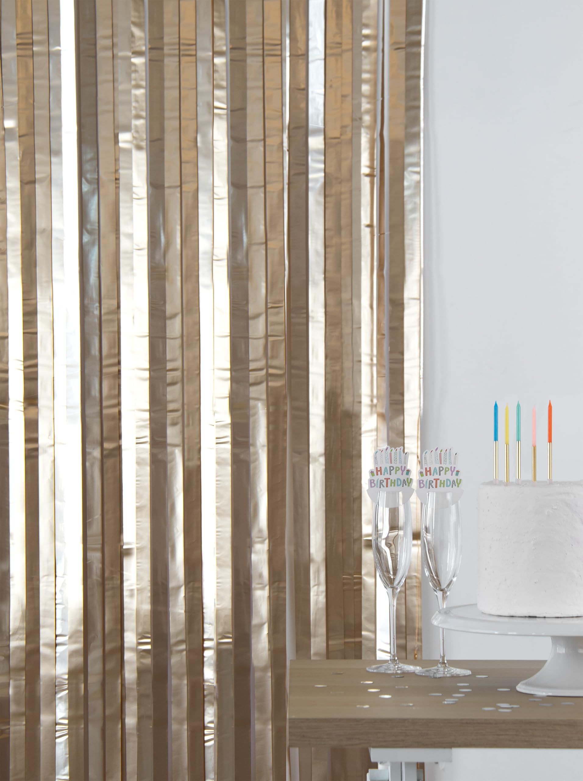 Folat 27594 Matt Goud Curtain-1x2m Aluminium Streamers for Weddings, Parties, Photo Booth and Festival Stage Decorations, Gold