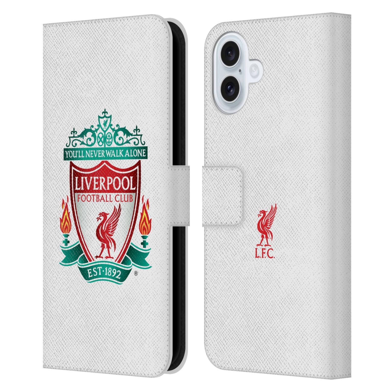 Head Case Designs Officially Licensed Liverpool Football Club White 1 Crest 1 Leather Wallet Case Compatible With Apple iPhone 16 Plus