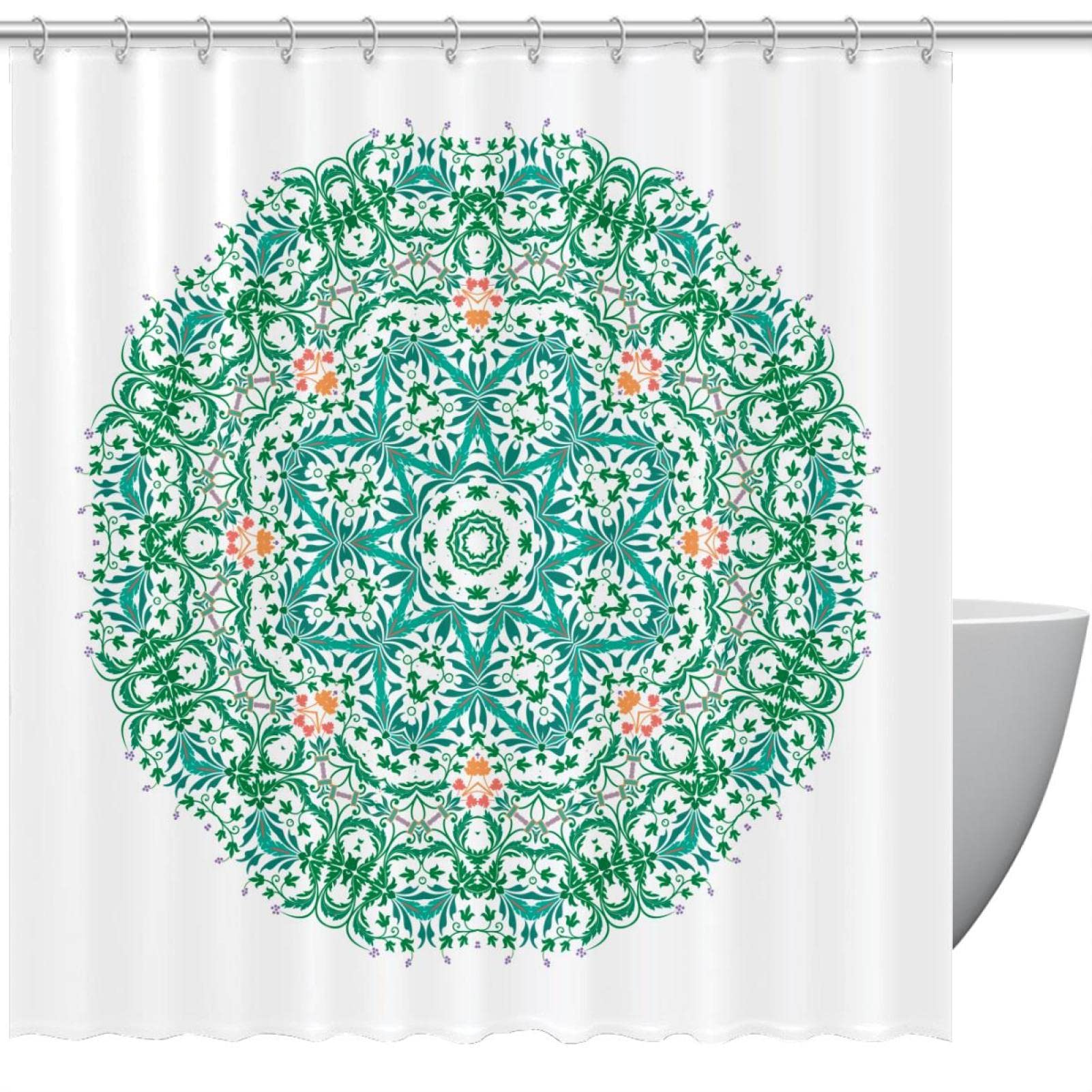 Rideau de douche mandala vert pour créer un espace bien-être