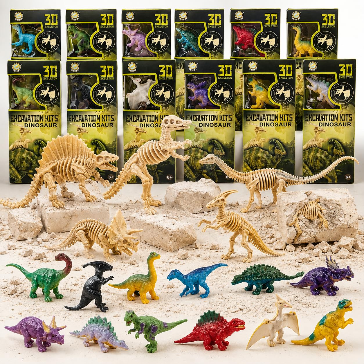 Amazon.com: 12 Pack Dinosaur Excavation Dig Kit for Kids, Dino
