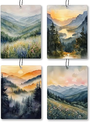 Miniatura 8 de Ambientador de Aire para Coche Floral Abstracto Bohemio 4 Piezas, Ambientador de Aire Colgante de Flores Retro Naranja y Negro para Mujeres y Niñas