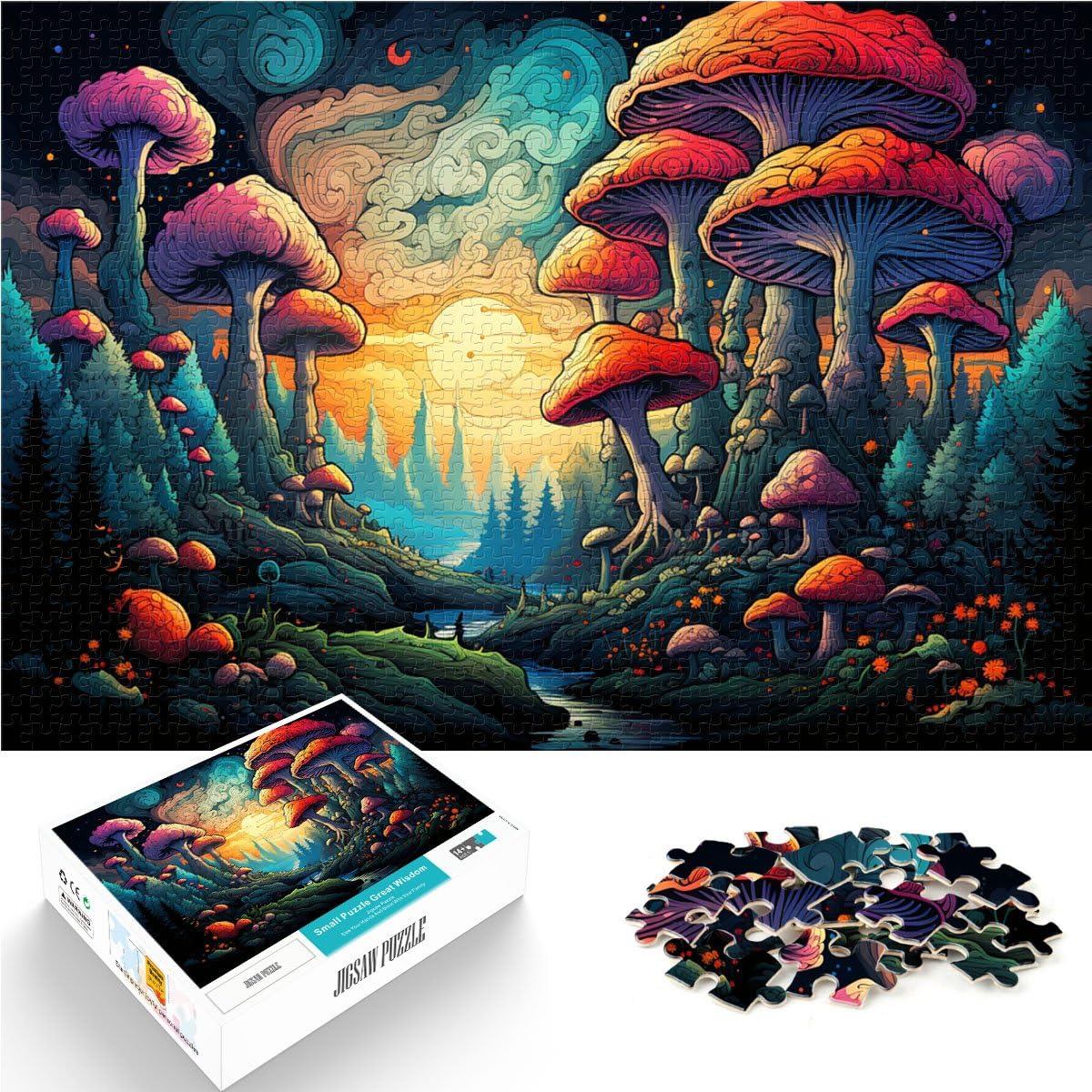 Puzzle para niños, mundo de hongos, rompecabezas de 2000 piezas, 27,56 x 39,37 pulgadas, rompecabezas de mapa gris, adecuado para adultos y niños a partir de 14 años, gran regalo para adultos