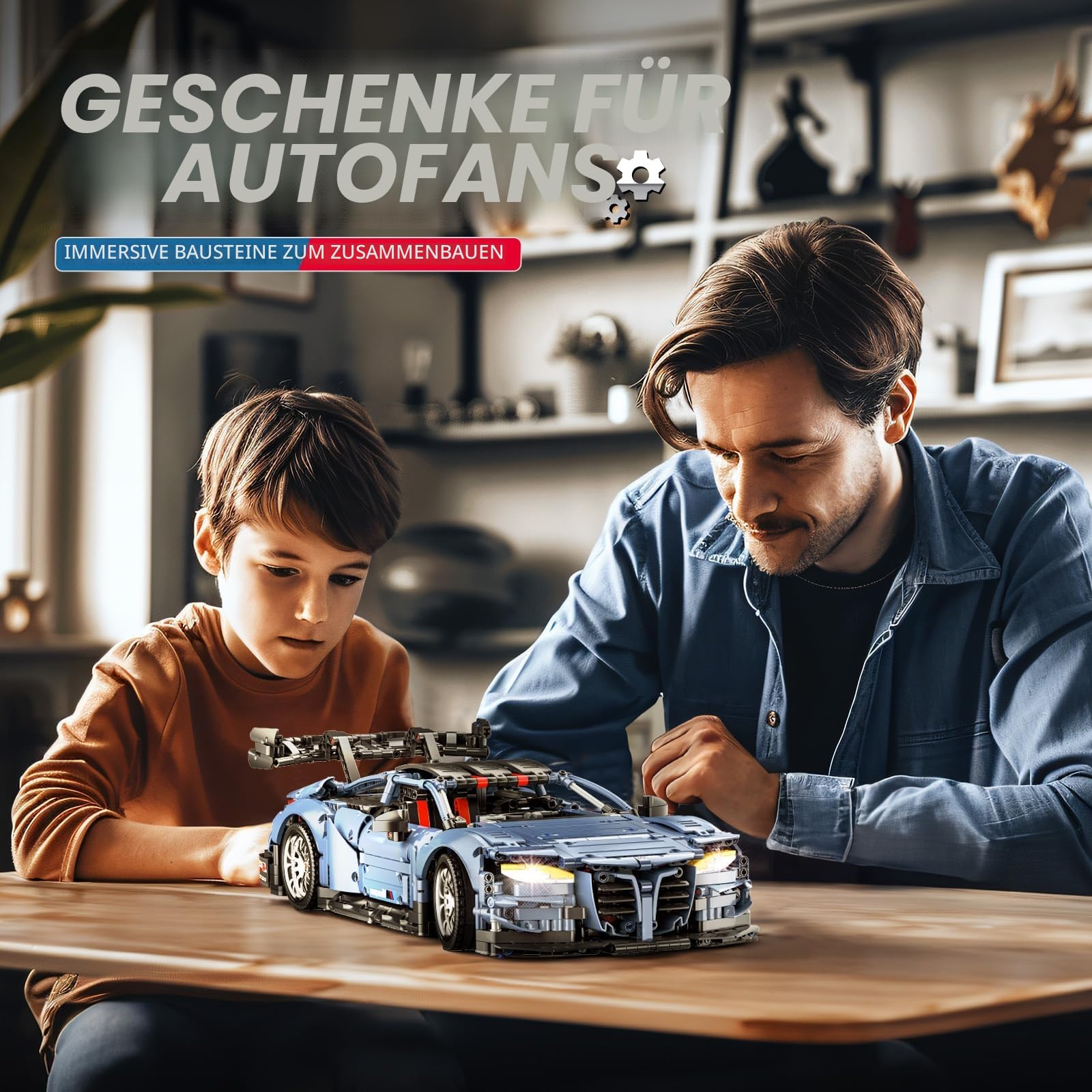 Technik M4 Sportwagen 1:10 Bausteinspielzeug, Fernbedienung Bausatz Auto | mit wiederaufladbarem Akku und Motoren, Geschenk/Sammlerstücke für 12-16 Jahre Alte Jungen und Erwachsene (2280 Teile)