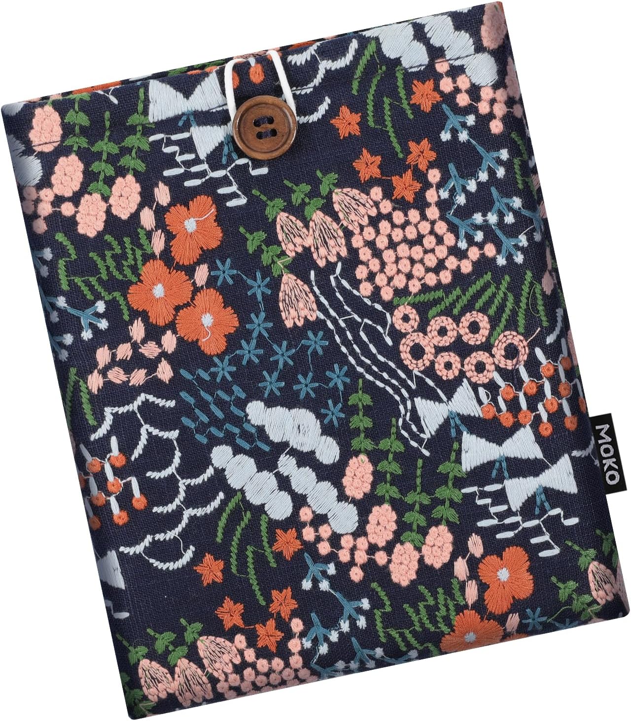 MoKo 6-7" Embroidered Daisy Padded Sleeve Pouch for Fire 7 2022, 7" Kindle Colorsoft Signature Edition 2024, Kindle 11/10/8 Gen, Paperwhite 11th/10th Gen, Pouch for Voyage/Kobo eReader, Indigo Flower