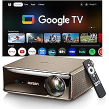 Aurzen EAZZE D1 MAX Upgraded Google TV Smart Projector 4K Supported, Ultra-Bright 1000 ANSI Lumens, MEMC Tech, Fully Automatics, 20W Dolby Audio, Home Theater Movie Projector with WiFi and Bluetooth