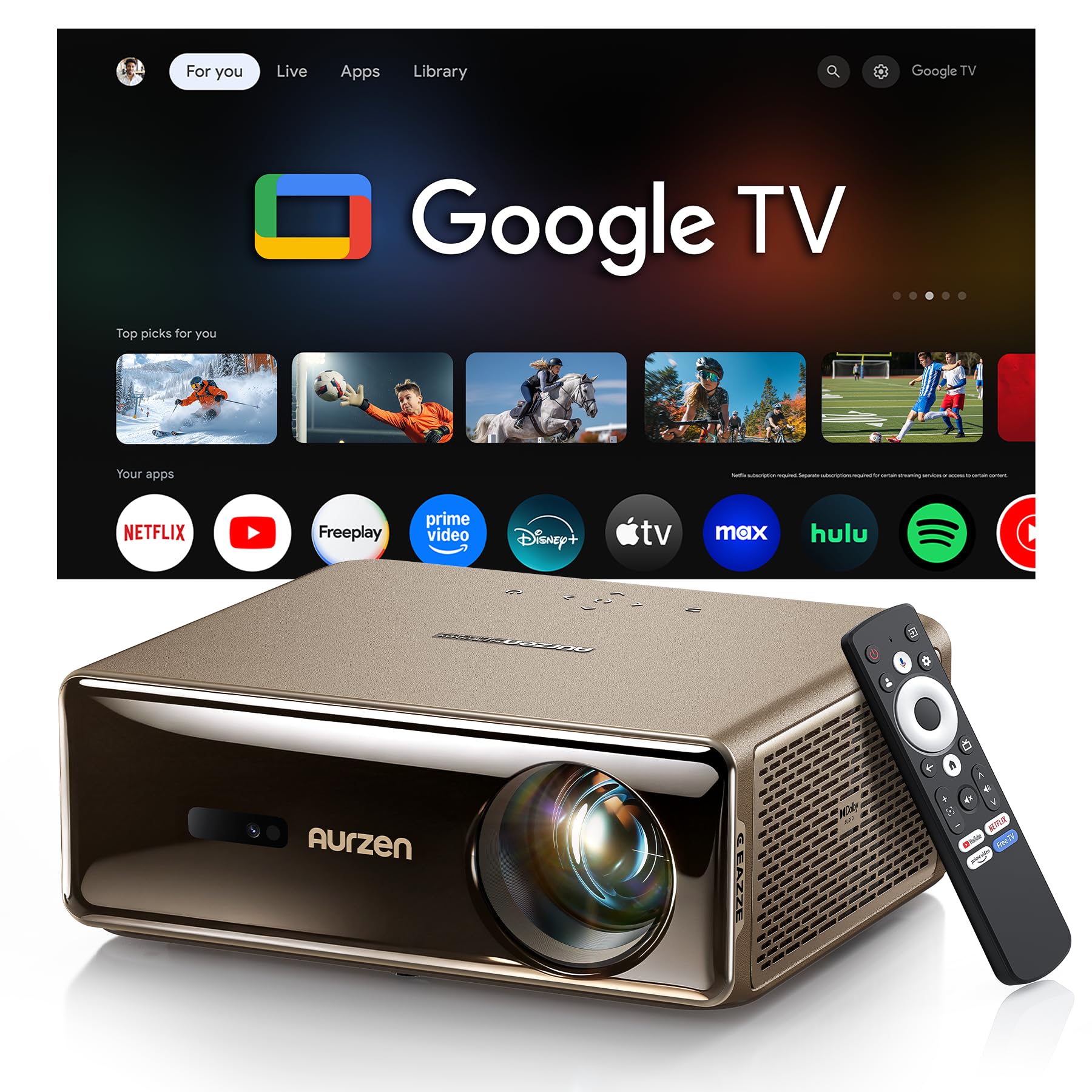 Aurzen EAZZE D1 MAX 4K Smart Projector with Dolby Audio
