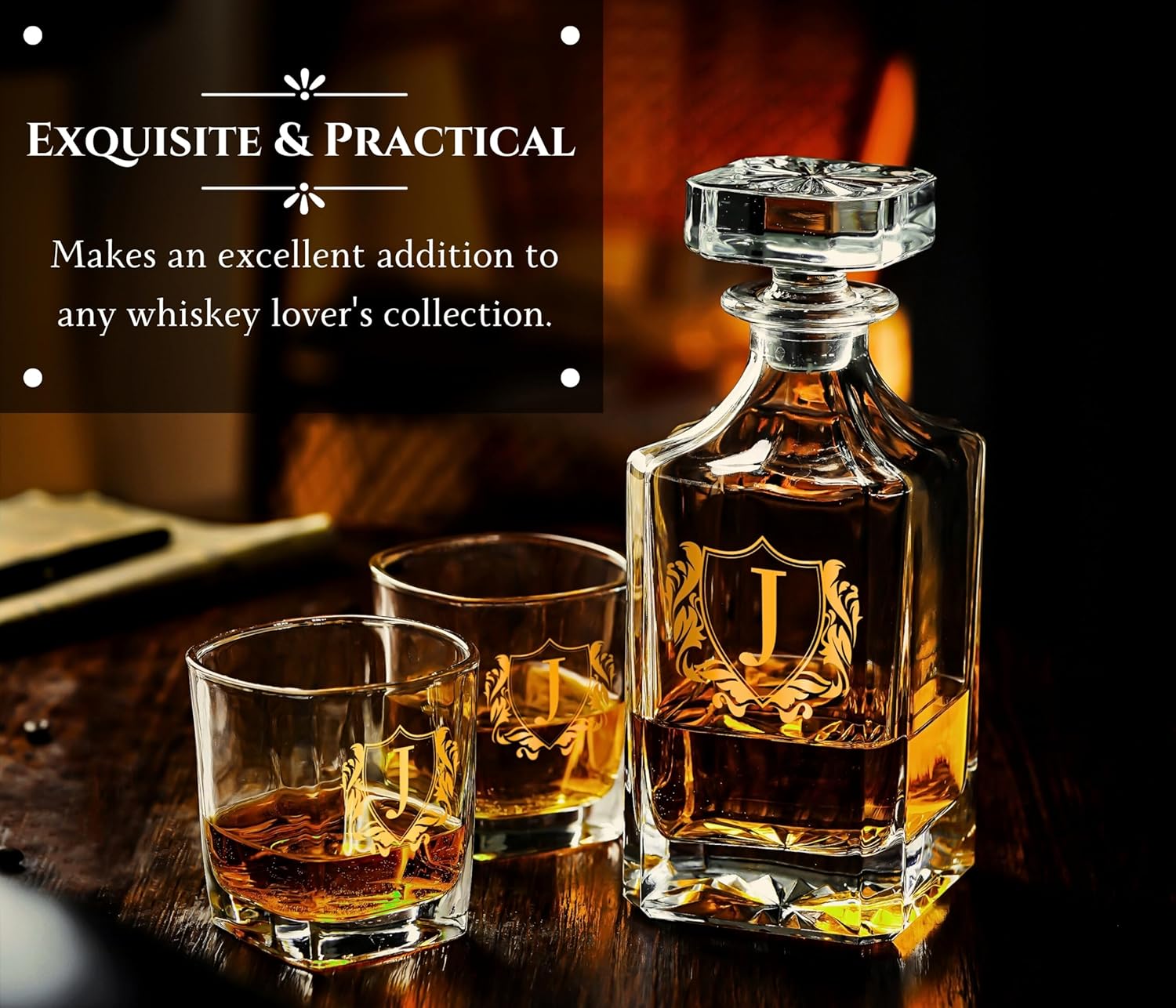 Personalized Whiskey Decanter Set, Customized Alcohol Gifts for whiskey Lovers, Unique Whiskey Gifts for Men, Dad, Uncle on Birthdays and Christmas - Image 2