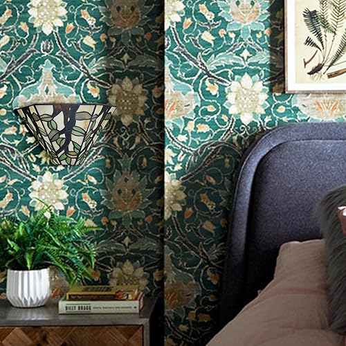 Miniatura 4 de SAMTEEN Aplique de pared estilo Tiffany de 11 pulgadas, estilo vintage, apliques de vitrales, iluminación de pared, lámpara de montaje en pared