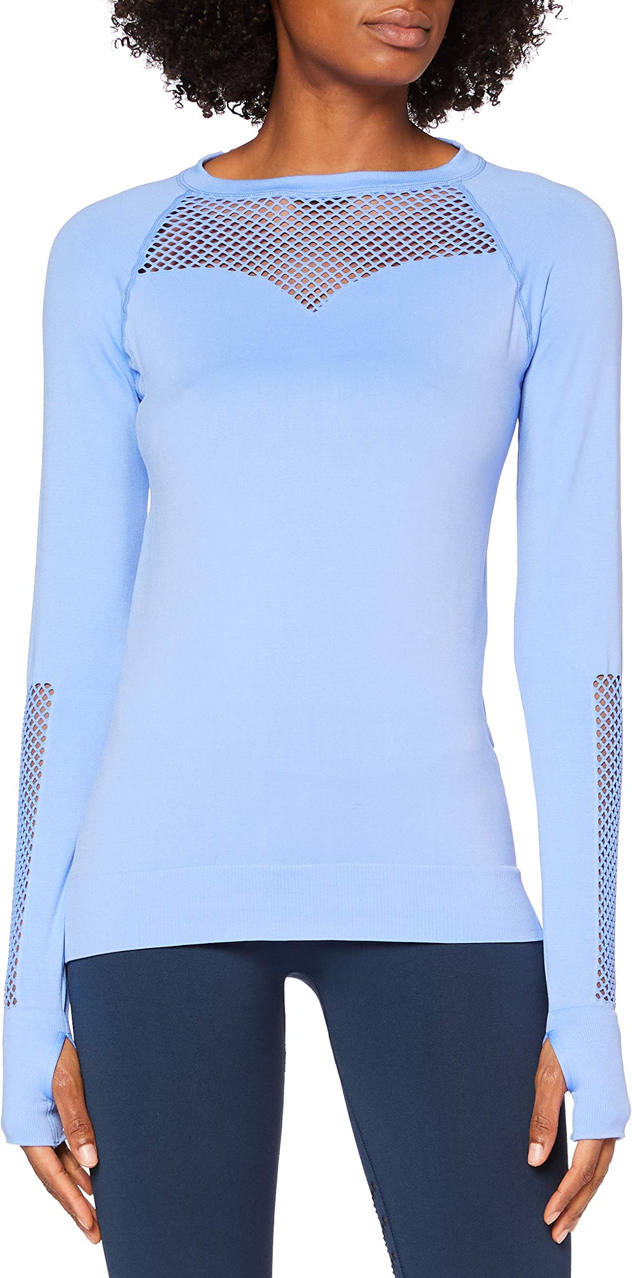 AURIQUE Women's Seamless Mesh Long Sleeve Sports Top