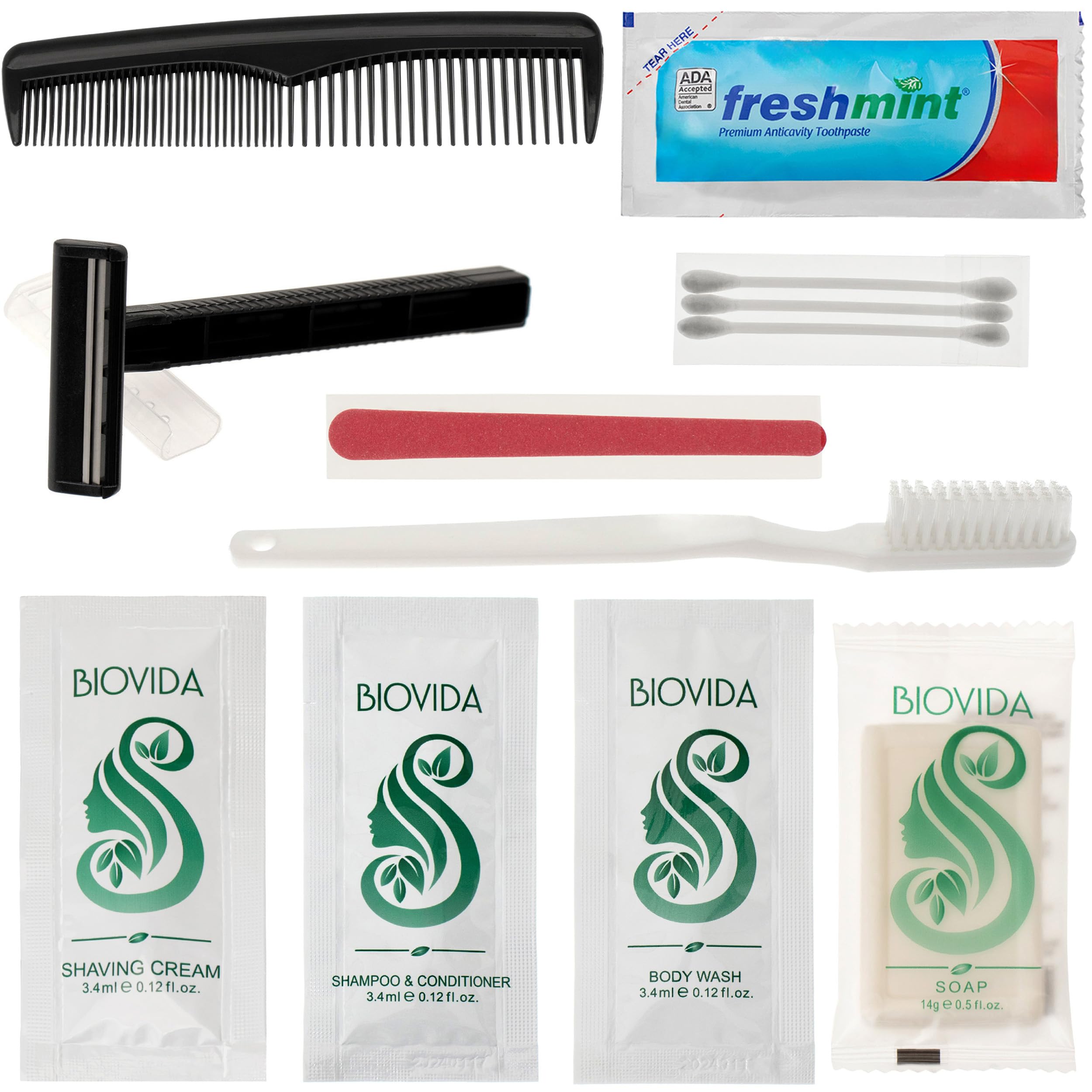 Moda West 96 Hygiene Kits - Bulk Case of Wholesale Basic Toiletry Kits for Men, Women, Travel, Charity 12 Pc Kit