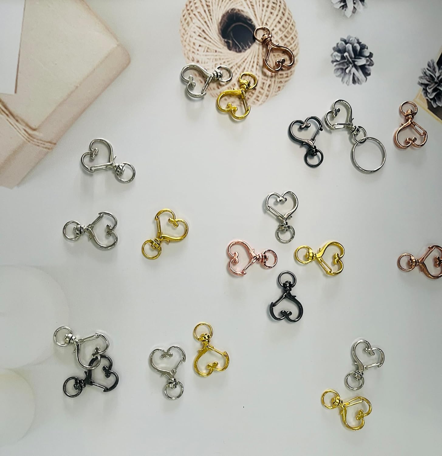 50Pcs Heart-Shaped Swivel Snap Hooks, Metal Spring Snap Keychains Heart Clips Trigger Keychain Hook Lobster Clasps Bulk for Lanyard Hanging Jewelry Making Charms DIY Crafts Supplies Silver - Image 4