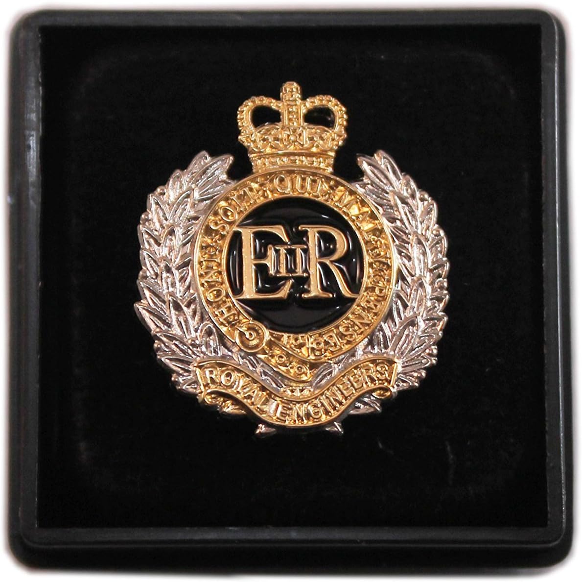 ROYAL ENGINEERS ENAMEL GILT PLATED LAPEL PIN - BOXED - NEW