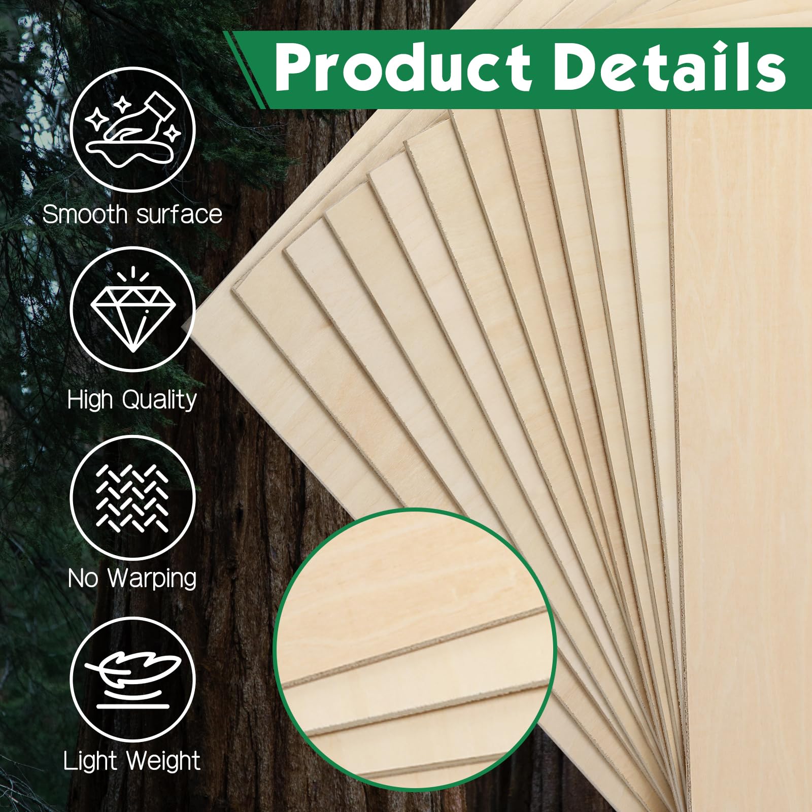 36 Stück 30,5 x 30,5 cm Lindenholzplatten 1/8 Zoll, unlackiertes Holz zum Basteln, Lindenholz zum Laserschneiden & Gravieren, Holzbrennen, Lindenholz-Sperrholzplatten für Architekturmodelle.