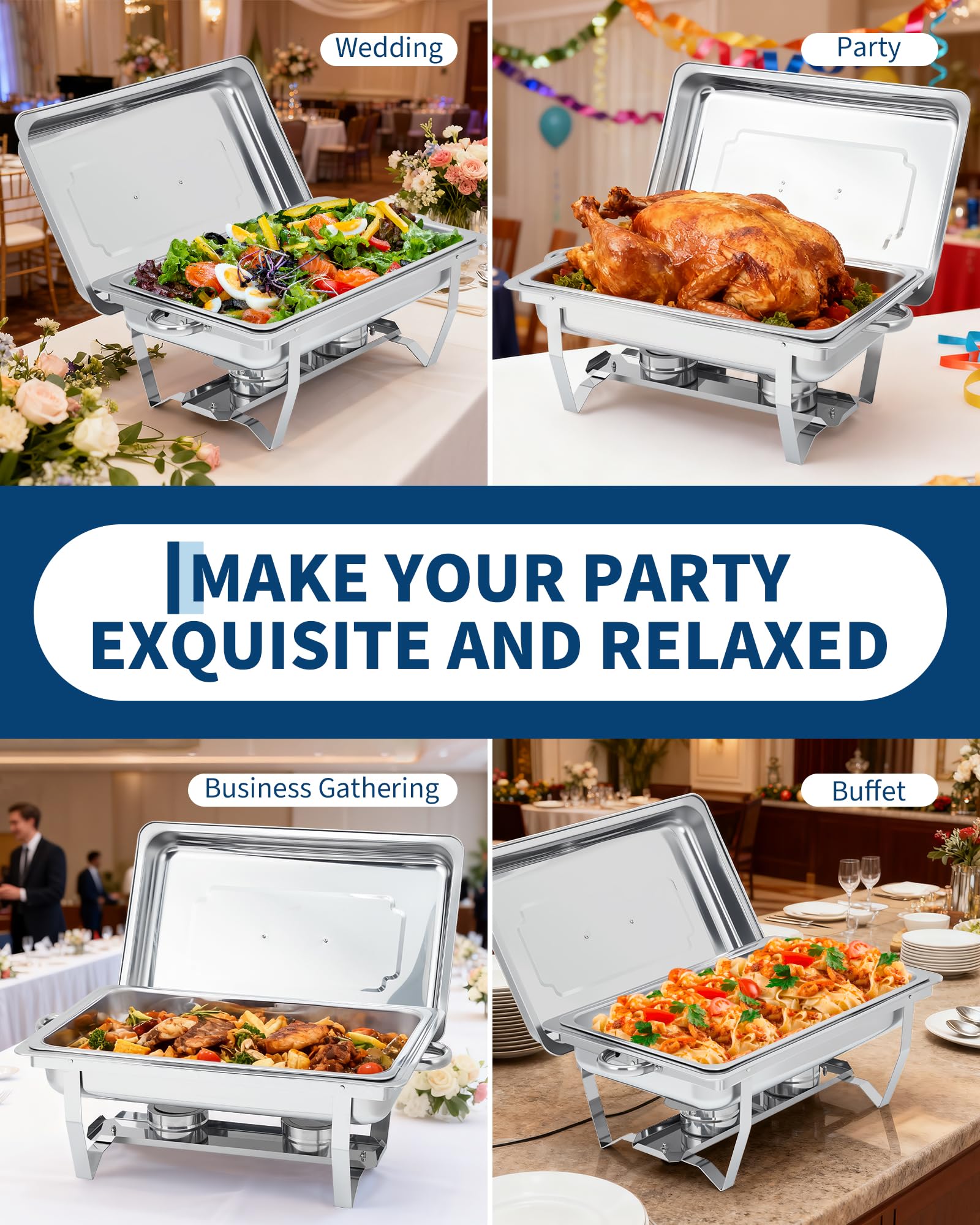 GarveeHome ChafingDishes-4S Platos para rozar, Acero Inoxidable