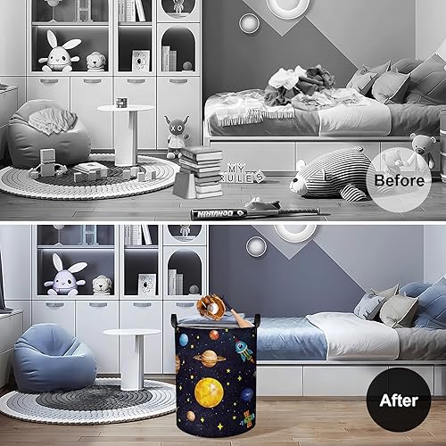 Miniatura 2 de Clastyle Cesta de almacenamiento de juguetes de cohete para habitación de niños, 45L, para espacio exterior, plegable, para habitación de niños,