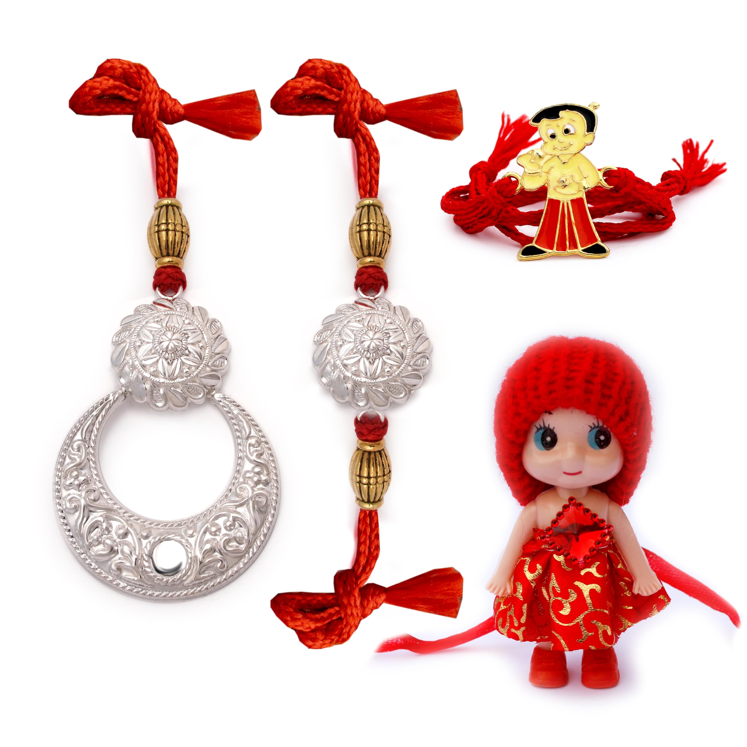 Milan Jewellers 99.5% Fine Silver Bhaiya Bhabhi Family Pack Rakhi with Roli (KumKum) Chawal 2 Kids Rakhi (B07VN825NV) Amazon Price History, Amazon Price Tracker