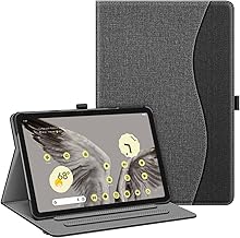 Fintie Funda para tableta Google Pixel de 11 pulgadas versión 2023, funda protectora de visión multiángulo con bolsillo y soporte para lápices compatible con base de altavoz de carga, gris