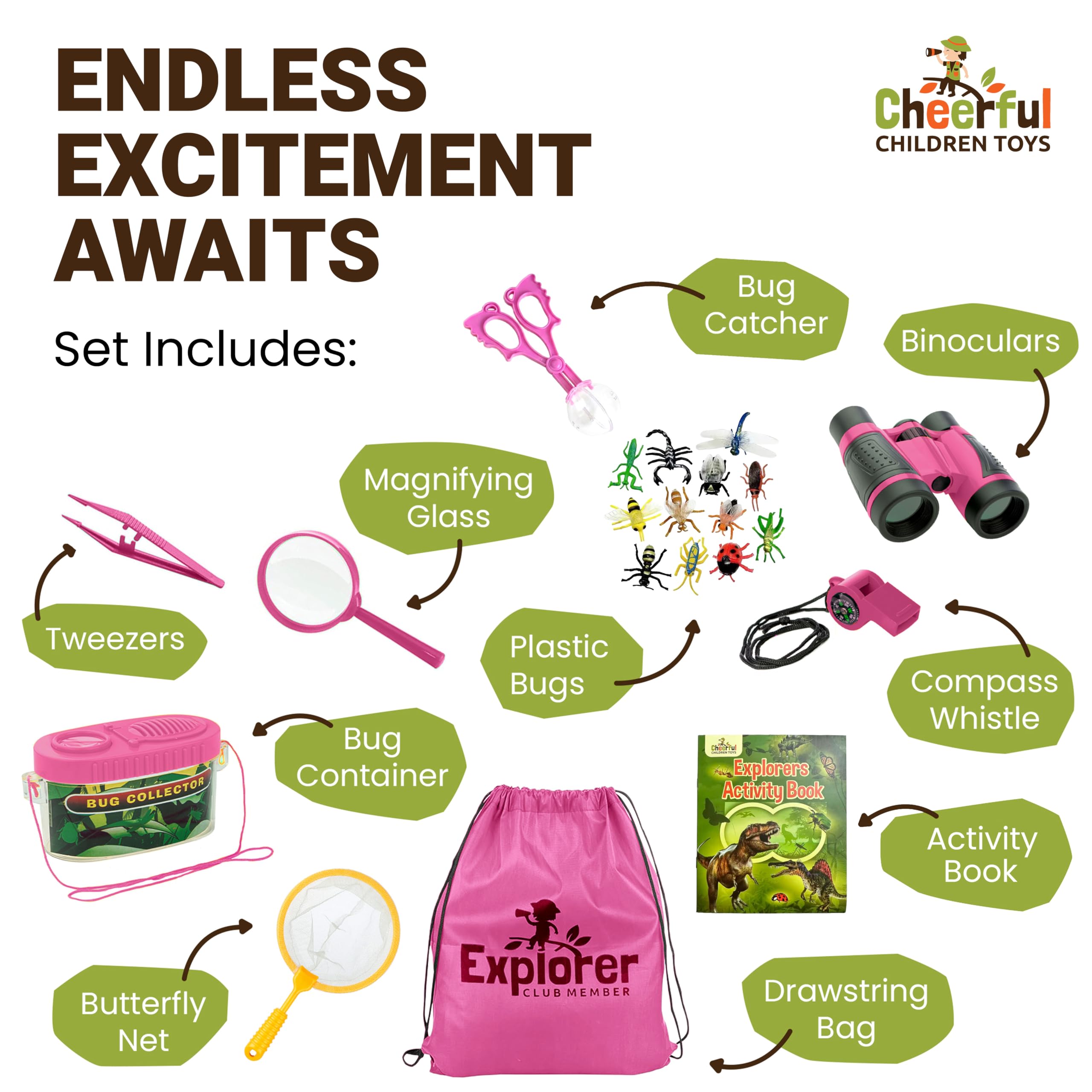 Kids Explorer Kit with Activity Book, Bug Hunting Kits for Children with Safari Vest Zoo Keeper Hat & Kids Binoculars - Image 2