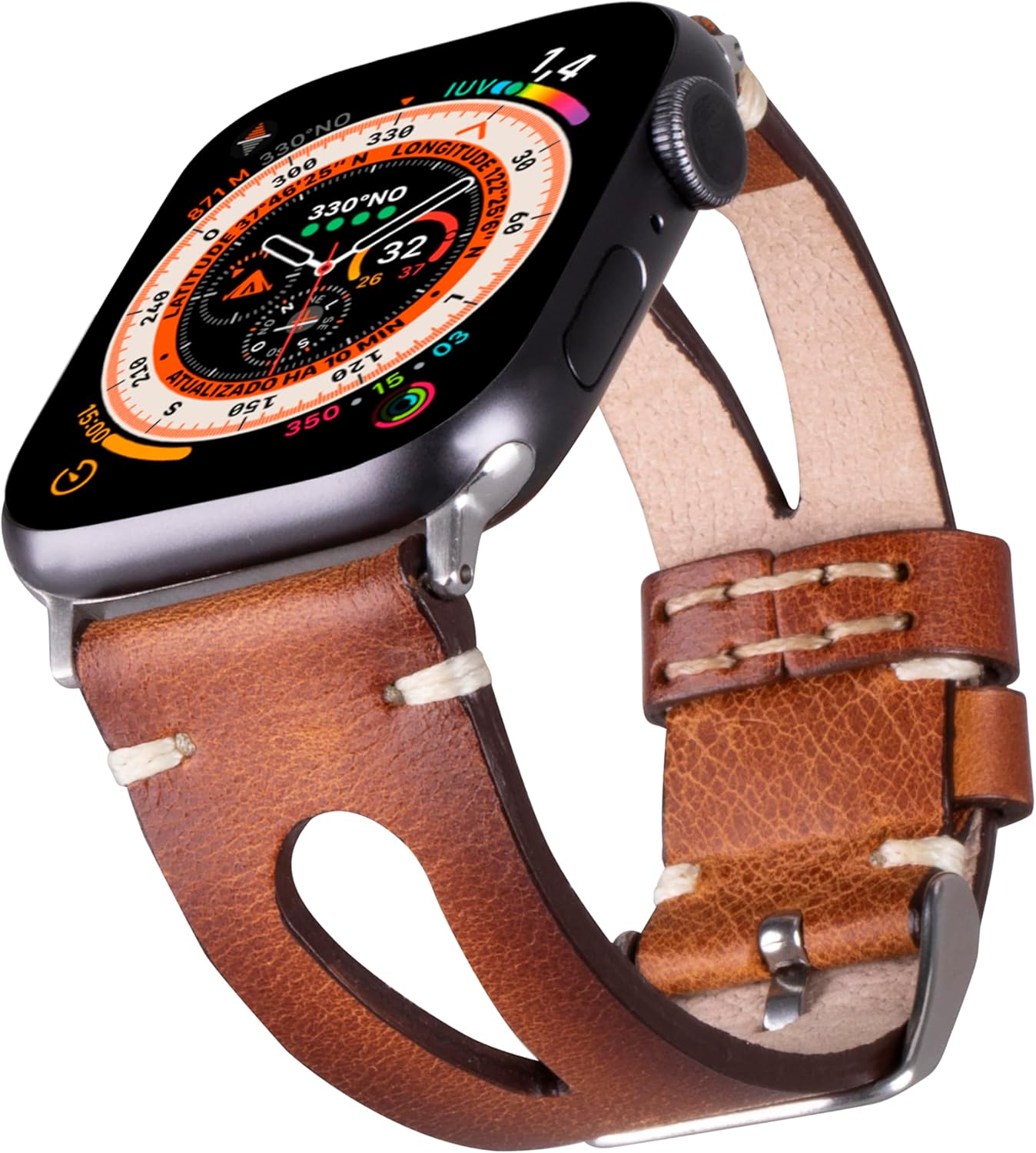 Leather Bands Compatible with Apple Watch Band 40 mm 38 mm 41 mm 42 mm 44 mm 45 mm 49 mm Band For Women Straps For Men Handmade Crazy Horse Full Grain Genuine Leather Strap for iWatch Series 9 8 7 6 SE Ultra 1 2