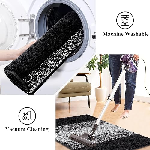 Miniatura 7 de Vaukki Tapete para puerta de entrada, antideslizante, absorbente, atrapador de lodo, tapete para el interior, tapete lavable para puerta de entrada