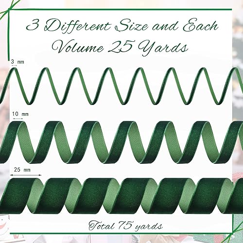 Miniatura 2 de 3 rollos de cinta de terciopelo navideño de color sólido, satén de terciopelo de una sola cara, para Navidad, bodas, manualidades, decoración de