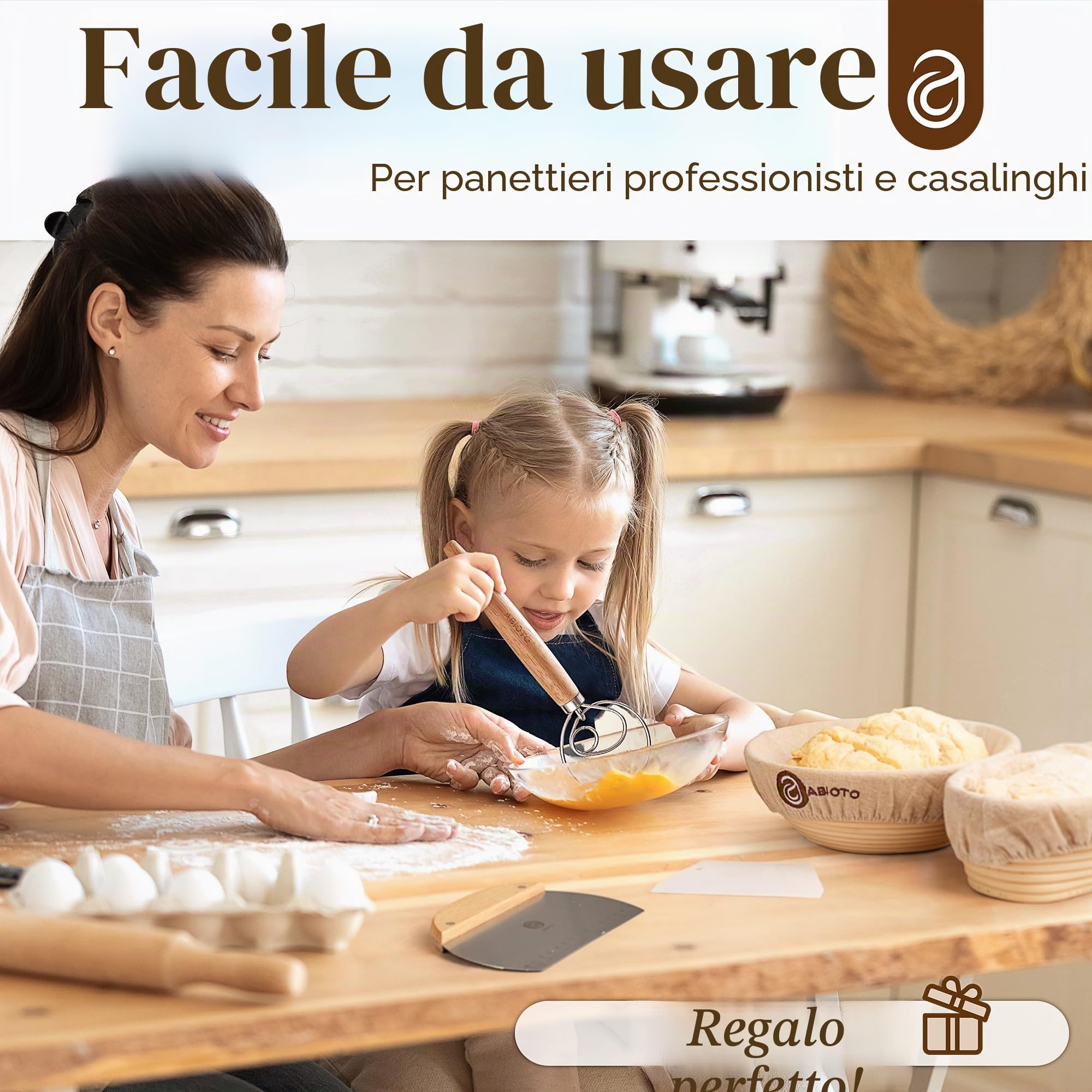 Cestini per la lievitazione del pane Banneton rotondi e ovali da 22,9 cm e accessori per la cottura del a lievitazione naturale, un kit completo di pasta madre con pane zoppa, frusta danese,
