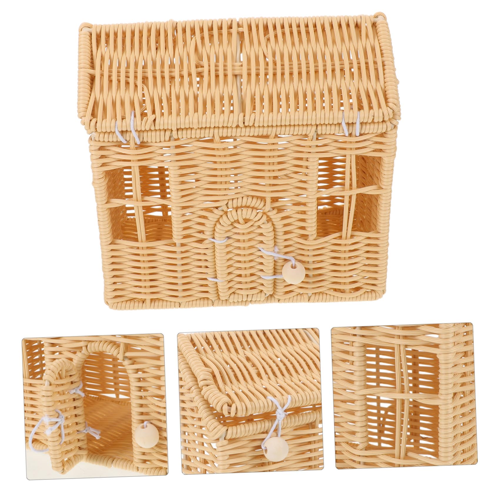 Cesta Tejida Navideña Hecha Mano Con Forma De Casa Cesta De Dulces Para Chocolates y Bocadillos Portátil Mano Para Fiestas Navideñas y Celebraciones De Shower