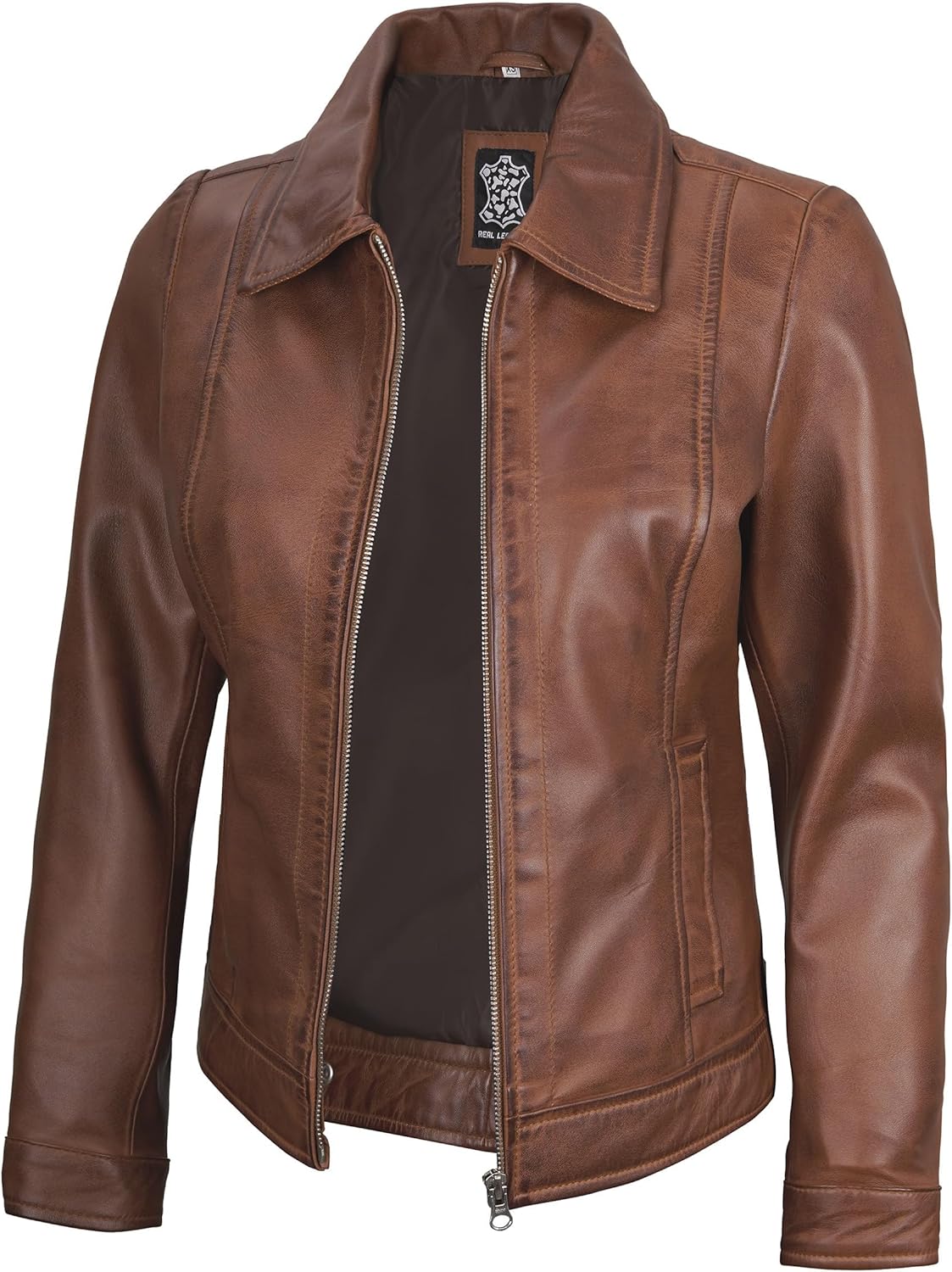 fjackets Real Lambskin Leather Jackets Womens Shirt Collar Style Women's Leather Jacket For All Season