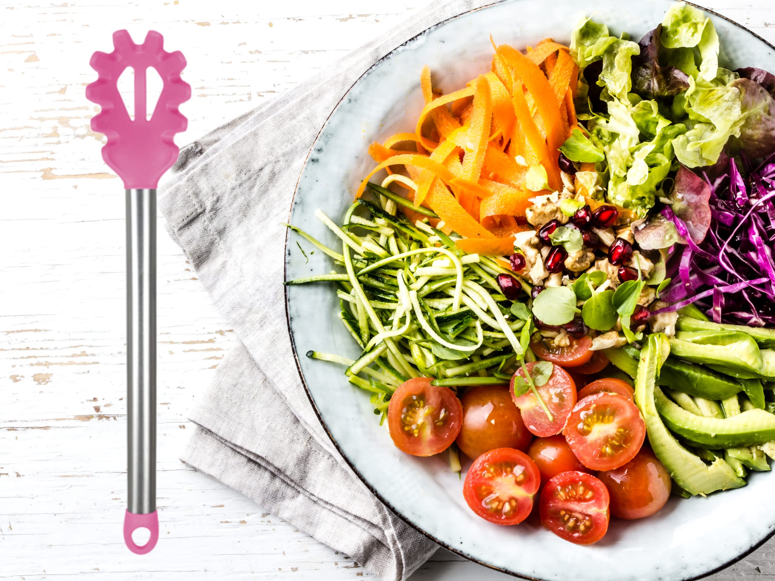 Servi Spaghetti In Silicone Rosa Beper - Cucchiaio Portapasta Pratico Per Cucina - Foto 3