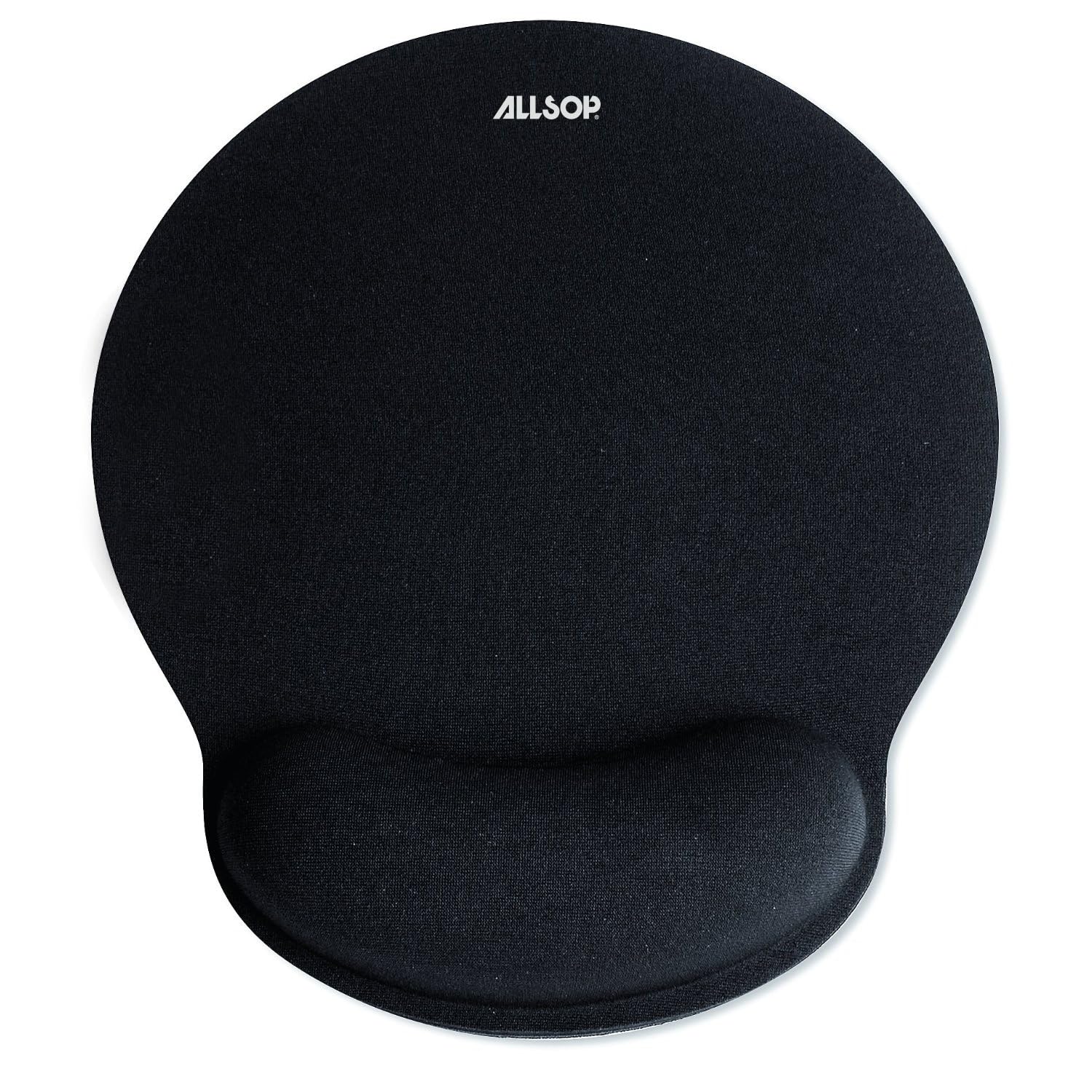 ALLSOP Podkładka pod mysz z pianki z pamięcią kształtu z wbudowaną podpórką pod nadgarstek ergonomiczna redukcja stresu (czarna) 05940