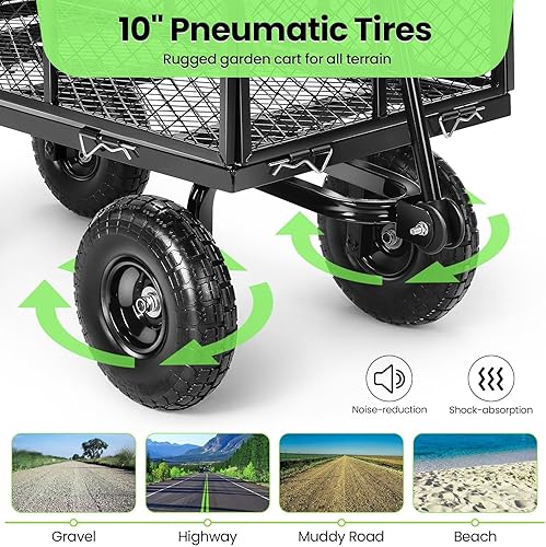 Miniatura 6 de Homdox Steel Garden Cart 660 lbs Capacity Heavy Duty Garden Wagons,with Removable Steel Mesh Sides to Convert into Flatbed,Utility Metal Wagon w