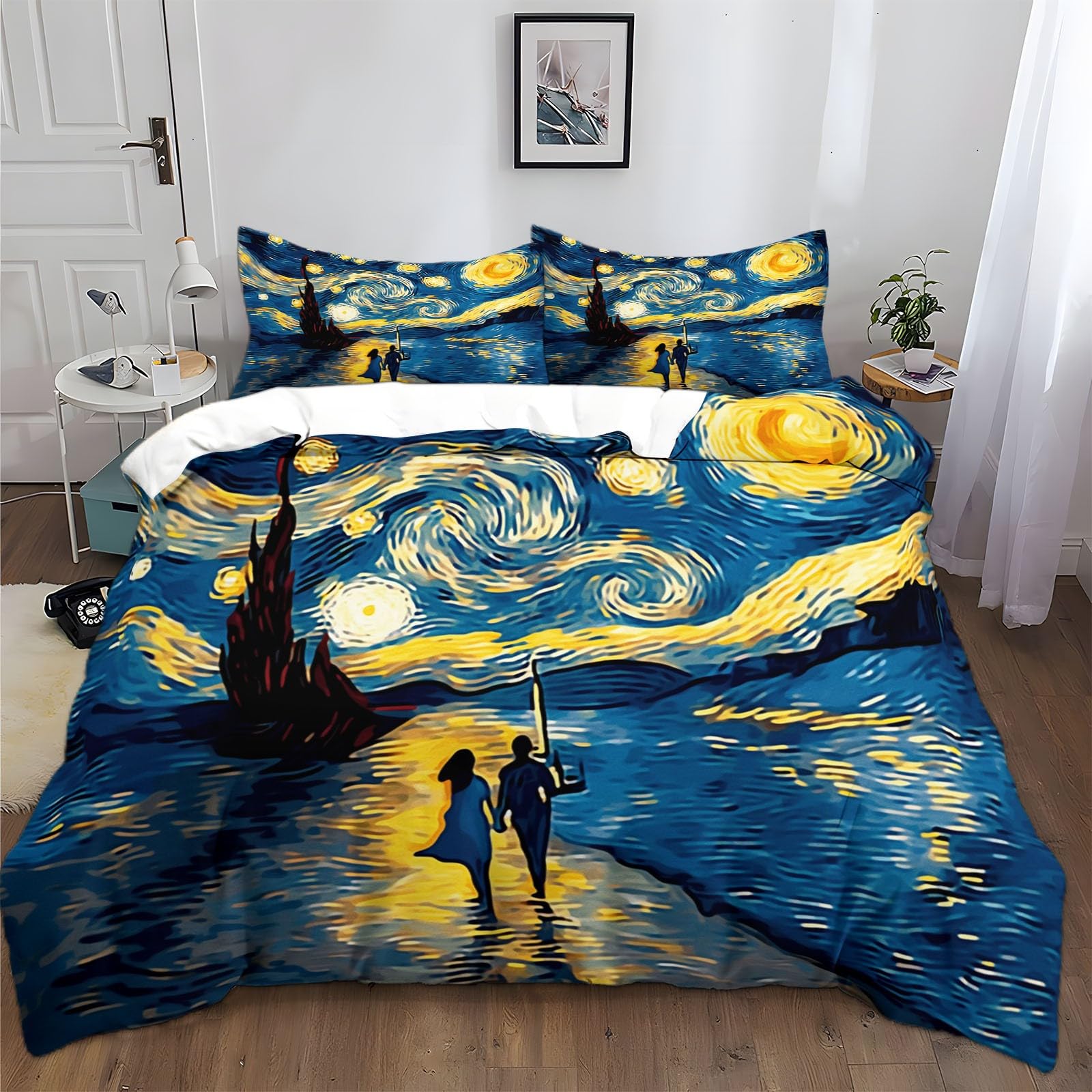 Housse de couette bleu 200x200 cm literie pour enfants parure de lit imprimé tableau