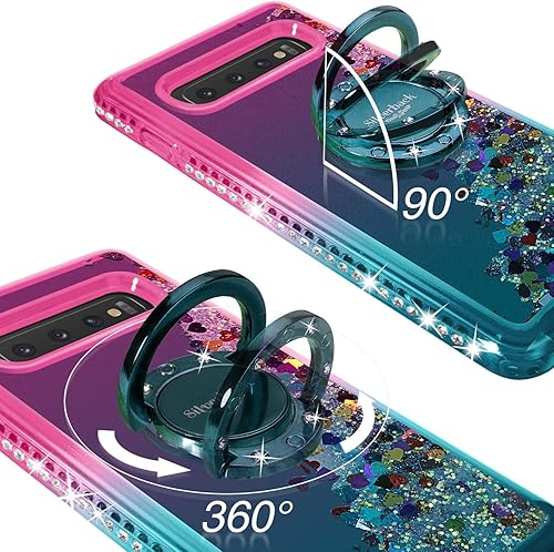 Miniatura 3 de Silverback Funda para Samsung Galaxy S10 Plus, funda con purpurina holográfica líquida en movimiento con soporte de soporte, soporte de diamantes de