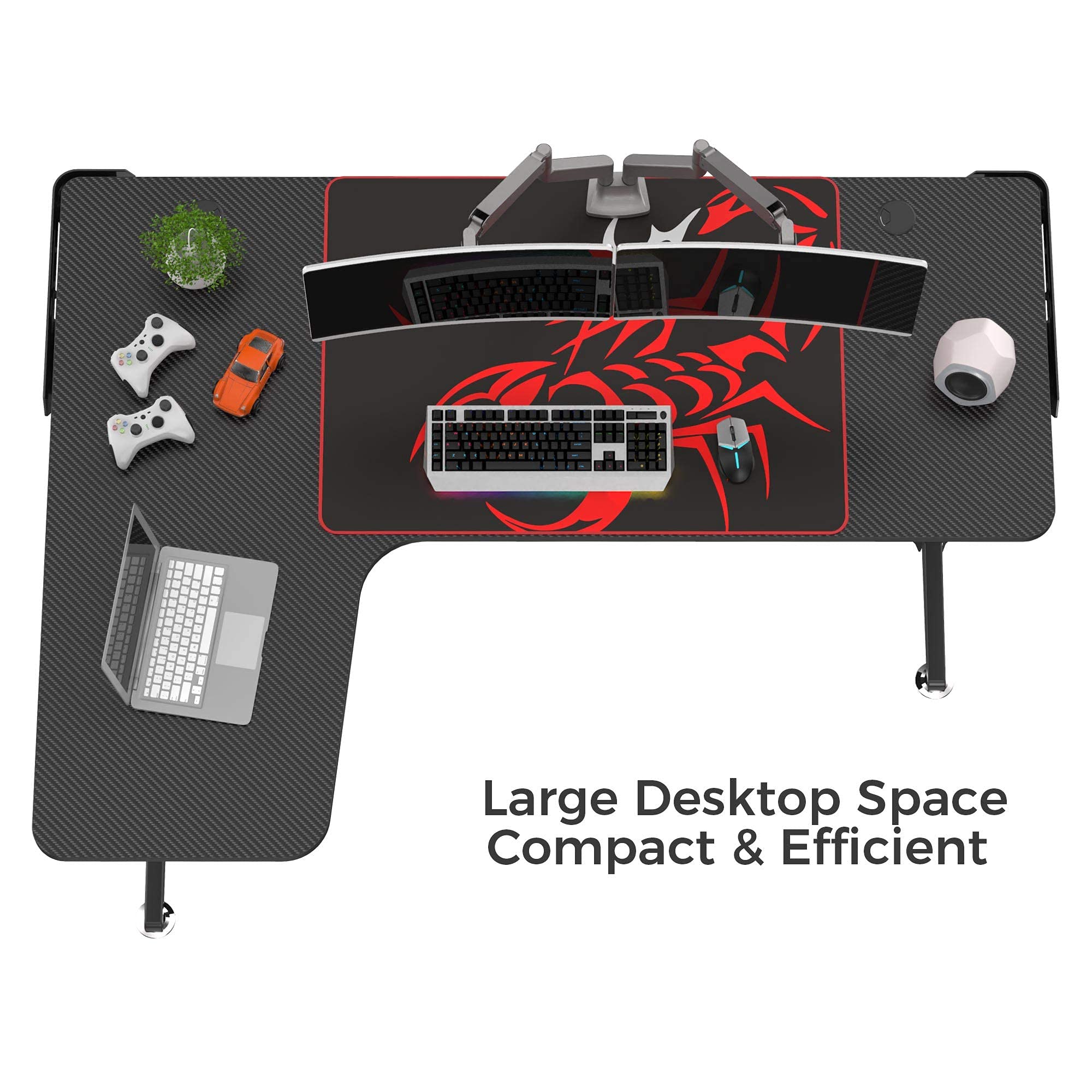 EUREKA ERGONOMIC L Shaped Gaming Desk, 60 Inch Corner Gaming Desk