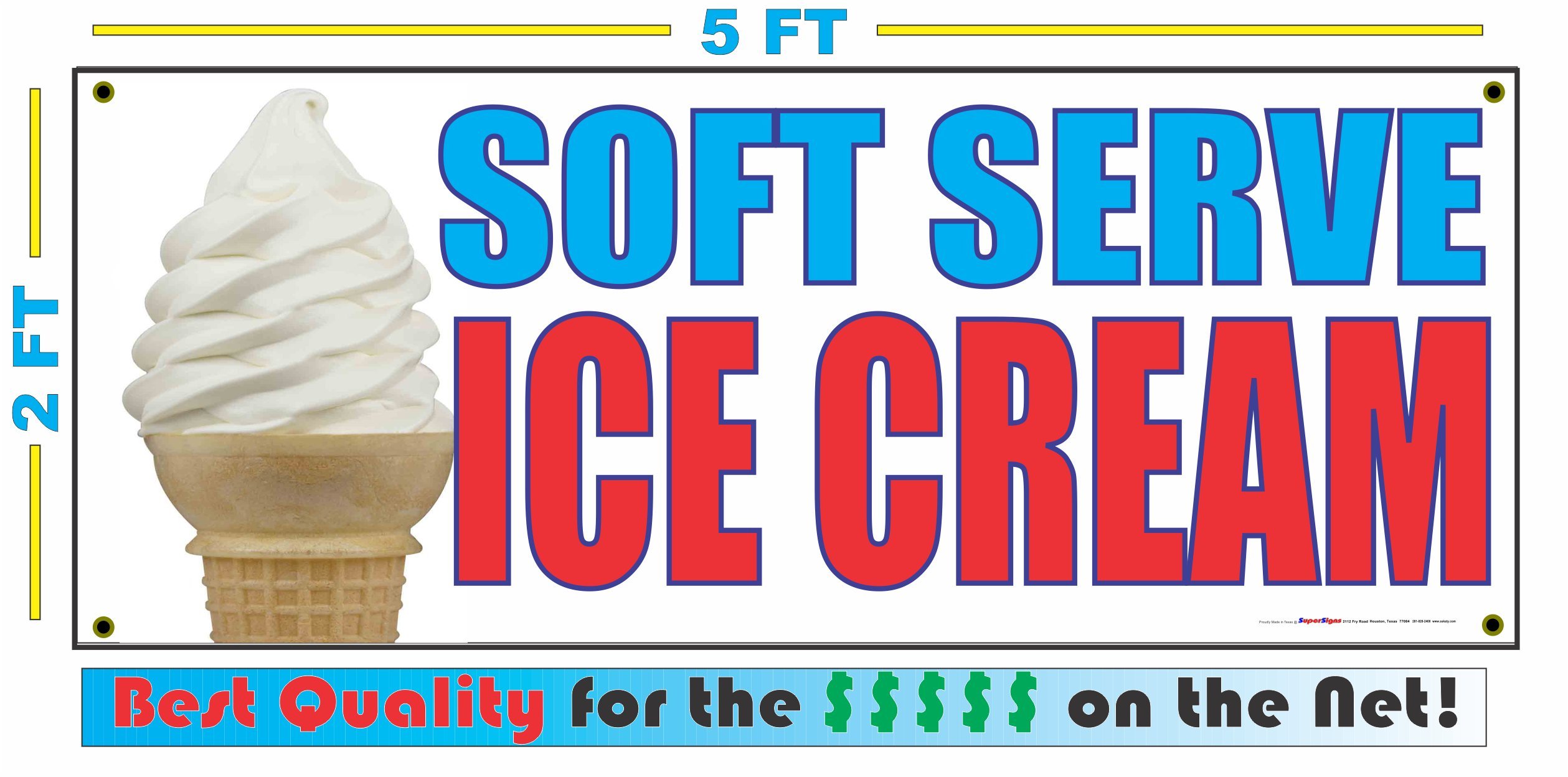 SOFT SERVE ICE CREAM Vanilla Cone Banner sign
