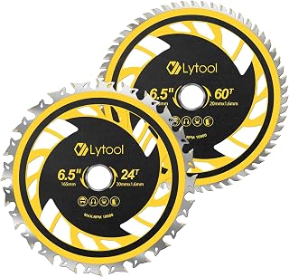 Lytool 165mm Circular Saw Blades 2Pcs 165mmx20mm (24T+60T) Circular Saws with Bosch Makita etc