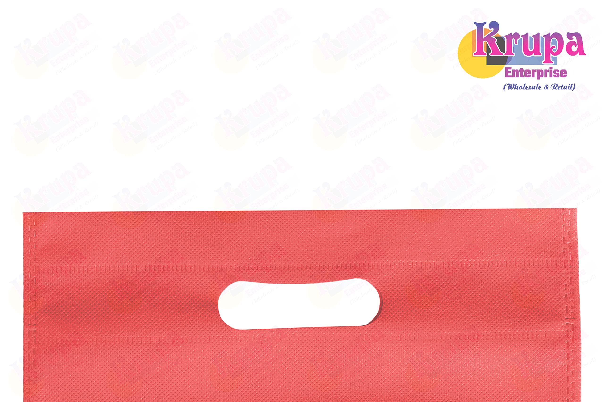 Krupa Enterprise 16x21 Inch D-Cut Cloth Carry Bag, Handle Shopping Bag, Daily Use Gift Bag, Completely Eco Friendly, Pack of 100 Pieces (Red) 2