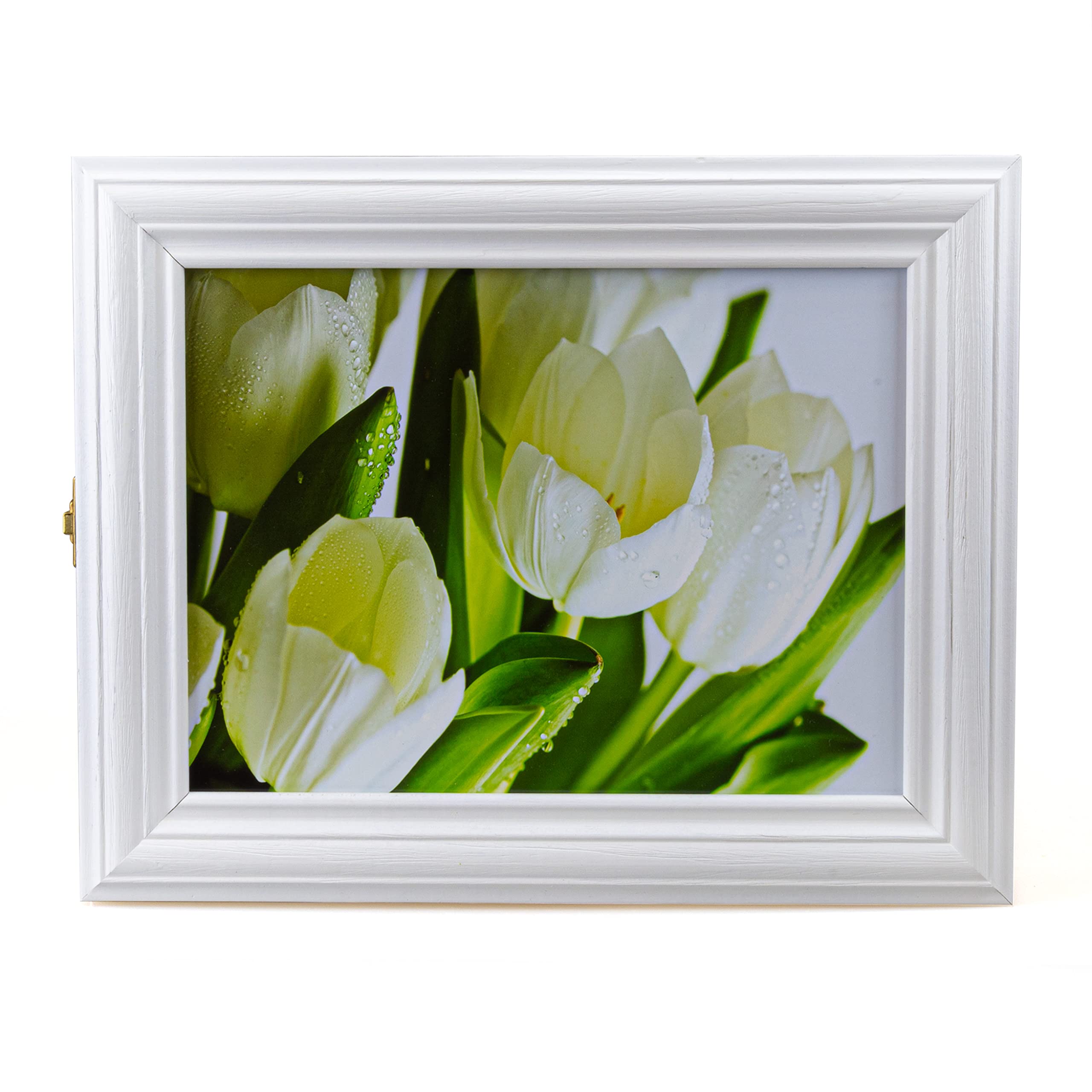 Armadietto portachiavi in legno con portachiavi, stile vintage, SKD-F9BI, bianco