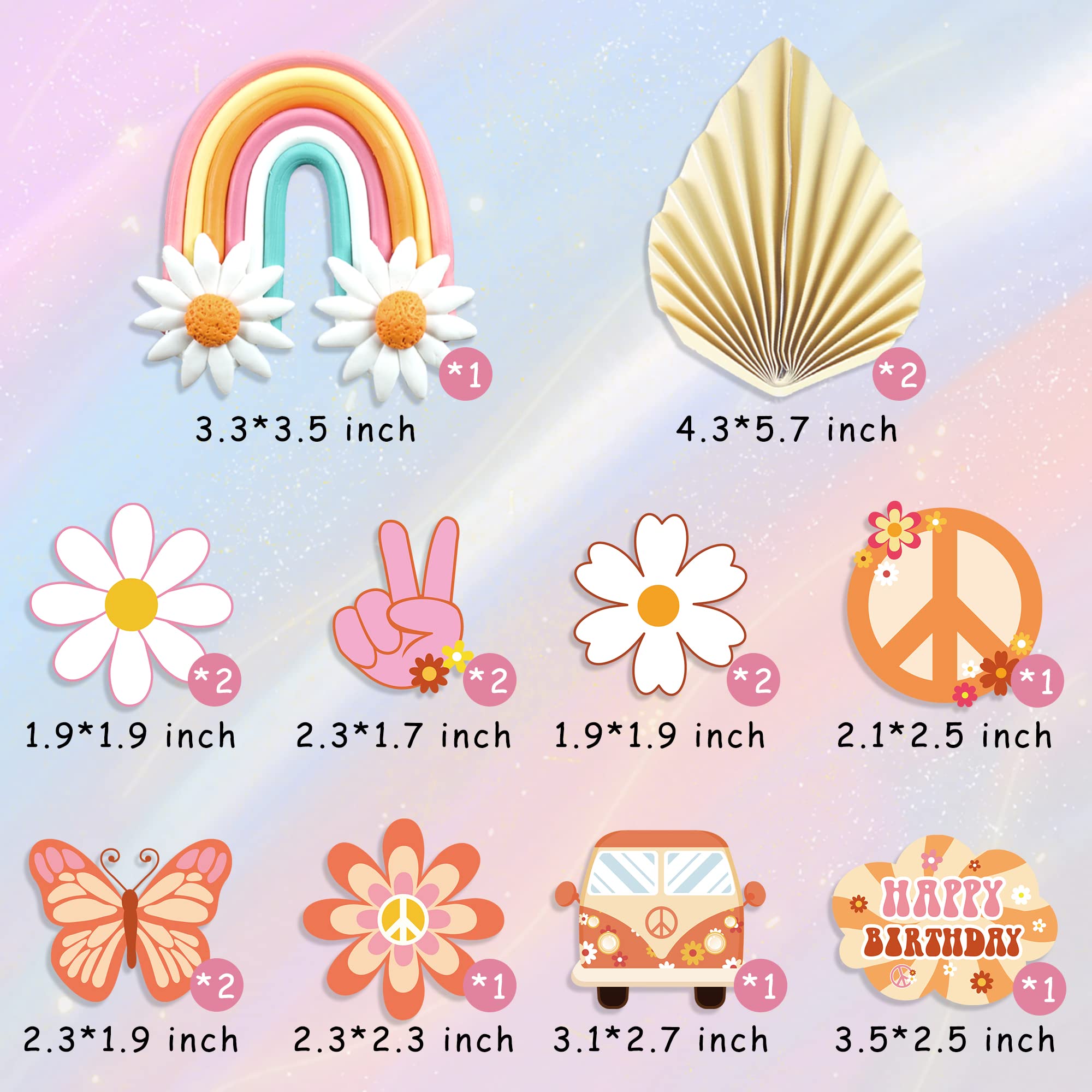 36 Stück Hippie Cupcake-Topper – Boho Deko Für Geburtstagsparty, Kuchen & Desserts