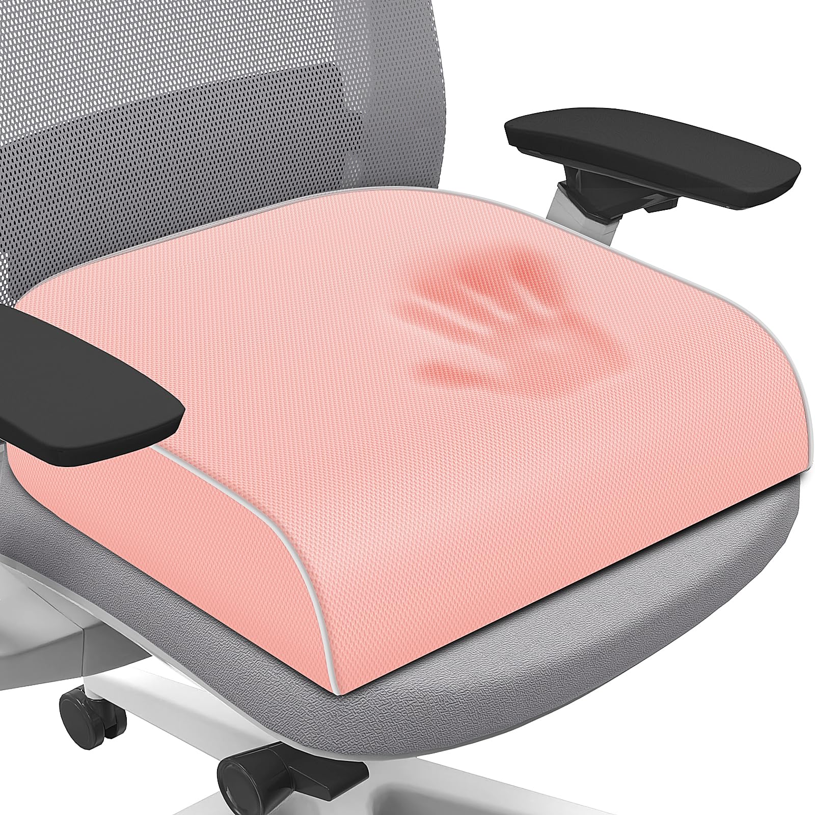 SweetSlubr Pink Memory Foam Seat Cushion for Tailbone Pain Relief, Extra Large (2X-Large) | Supports Office Chairs, Cars, Travel - main product image
