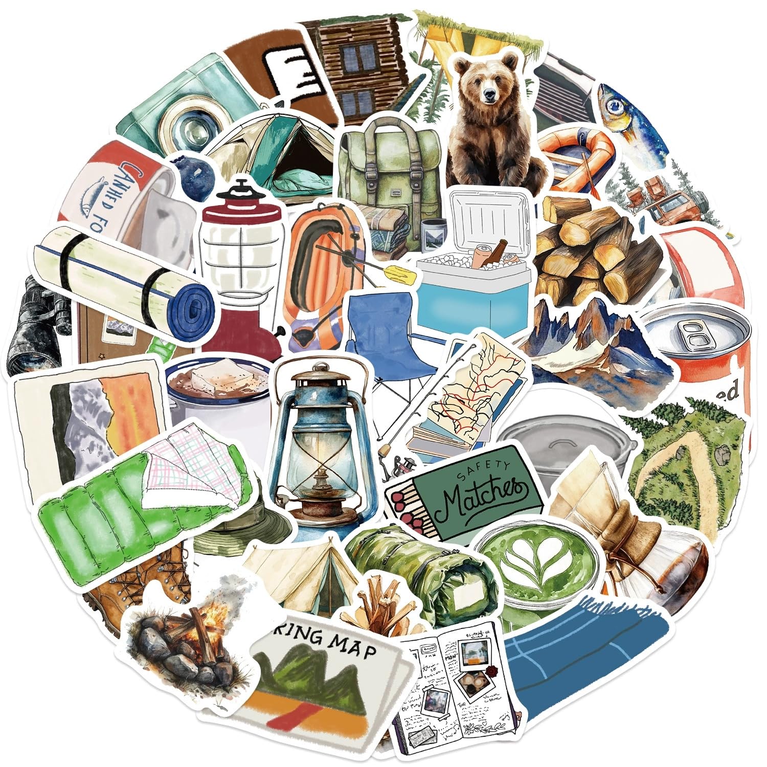 Adesivi da campeggio esterni, 50 pezzi, graziose decorazioni per auto, laptop, skateboard, bicicletta, ciclomotori, biciclette, computer, adatti per adulti, bambini, attività all'aperto