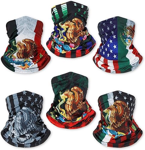 Miniatura 2 de 6 unidades de bandana mexicana para la cabeza, bufanda para la cara, pasamontañas calentador de cuello para exteriores (bandera de México), Mexico