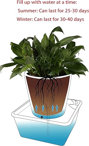 Miniatura 4 de Sistema de riego automático para plantas en maceta, paquete de 2 succión automática de agua de color blanco roto con sensor de humedad, maceta para