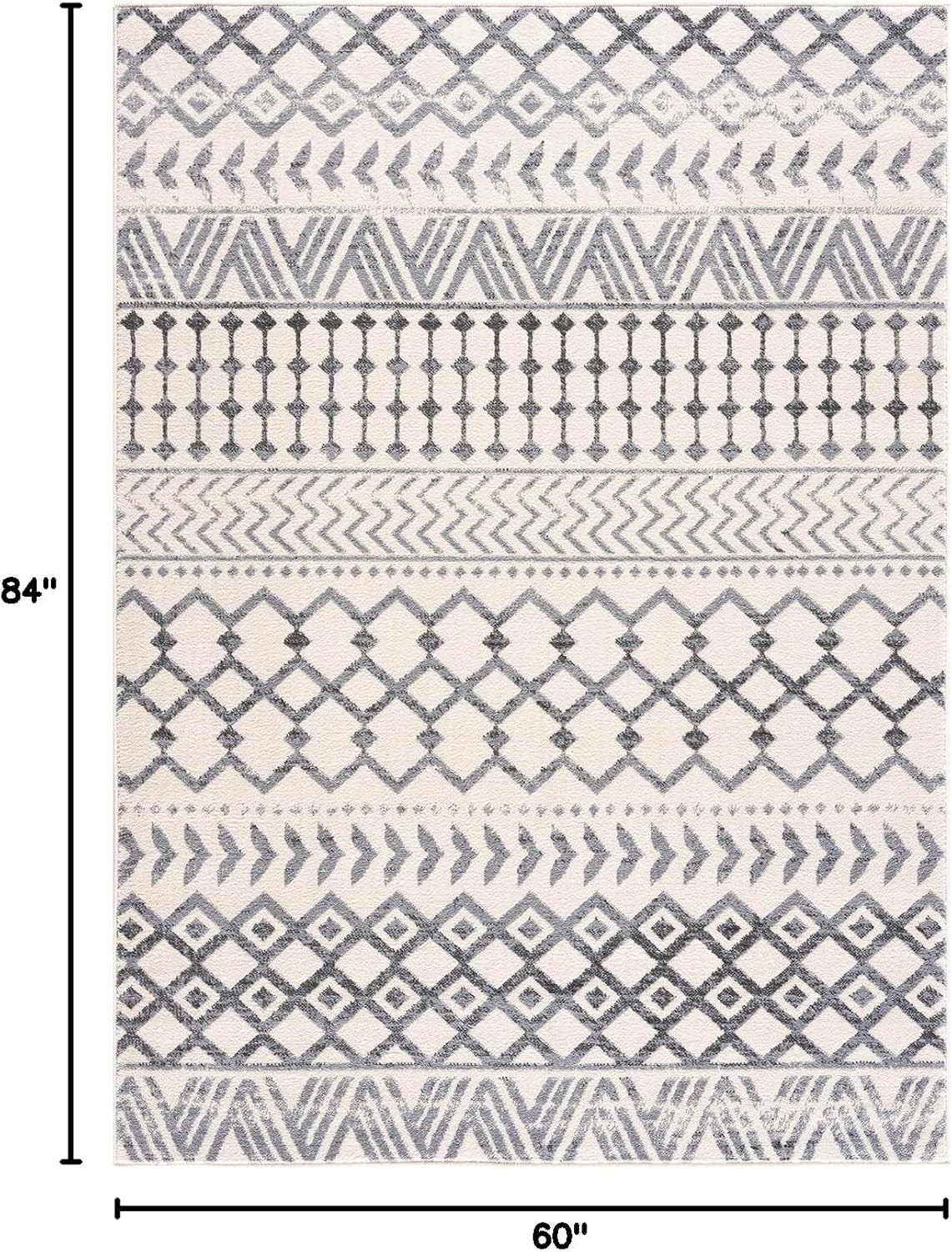 Camilson 5' x 7' Grey and Cream Geometric Area Rug