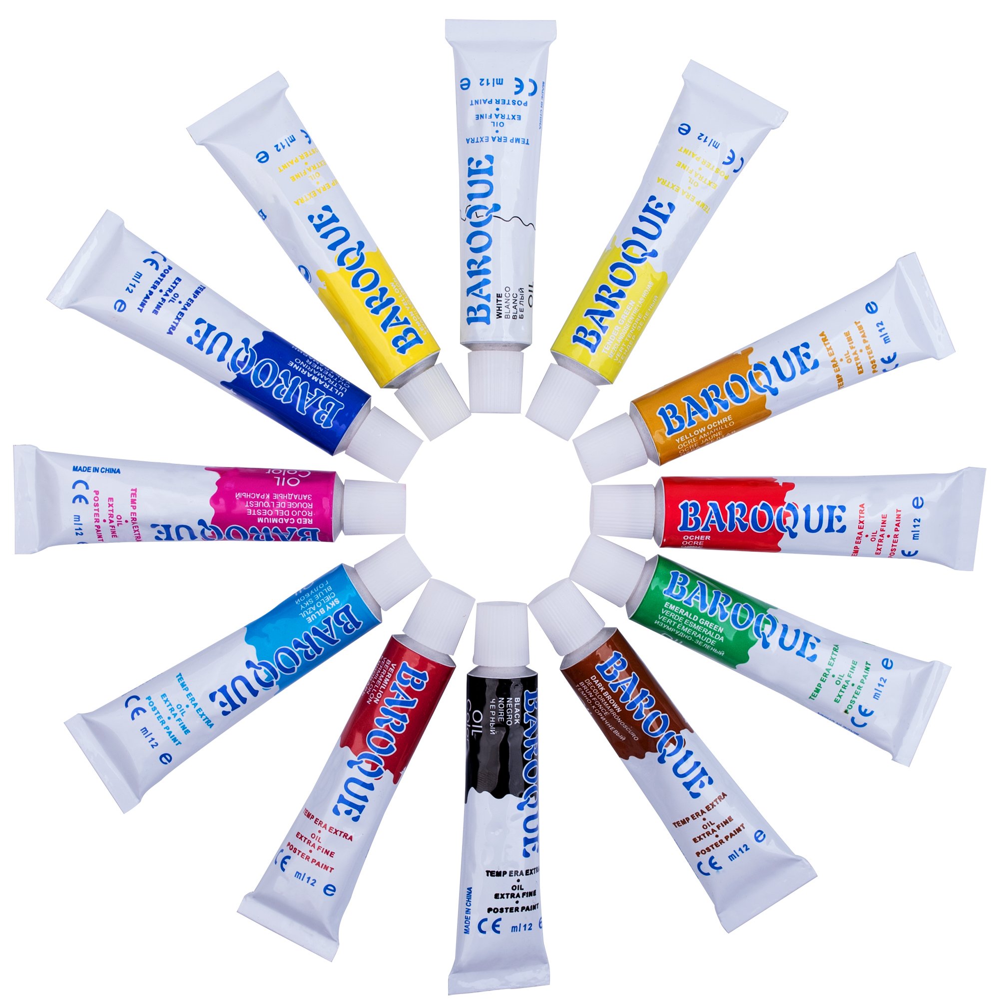 Corla Art Oil Paint Set of 12 Vivid Colors, Non-Toxic Rich Pigments Artist Paint Set with Paint Brush & Pallet for Students, Artists (12 x 12ml)