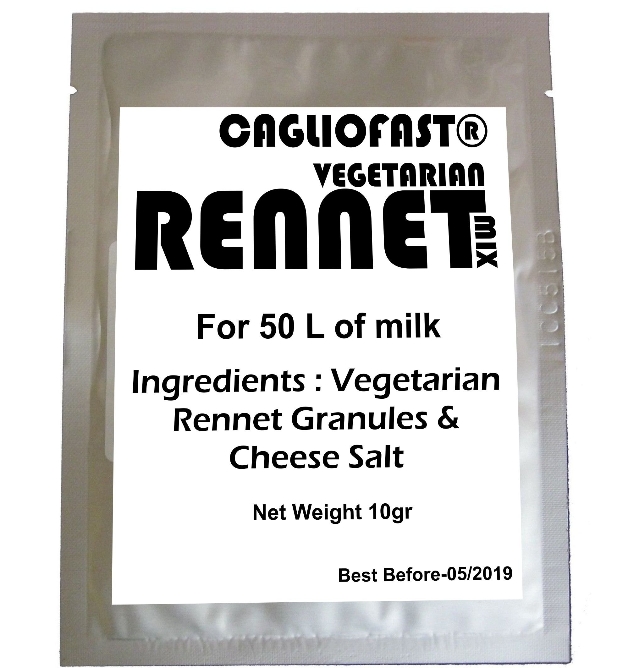 3 X CAGLIO FAST Granules Mix 10g Pack Vegetarian Rennet & cheese salt mix For 50 L Milk …