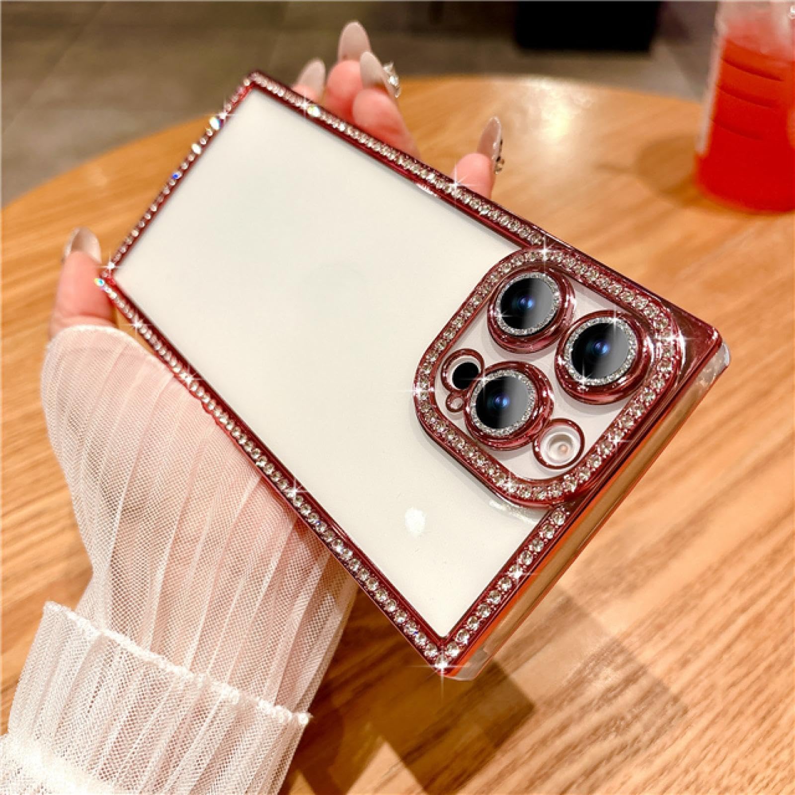 Coque iPhone 14 Plus diamant rose transparente pour le quotidien - 7