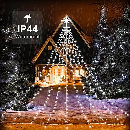 Miniatura 4 de Luces de decoración de estrellas de Navidad, tira de luces para exteriores, 320 luces LED de 16.4 pies para árbol de Navidad 8 modos y resistente al